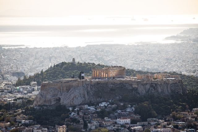 Lycabettus Hill View to Acropolis of Athens