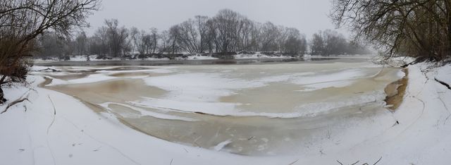Semi-frozen river named Nevėžis