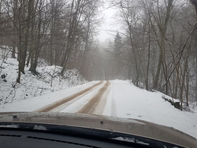 Country roads still covered with snow